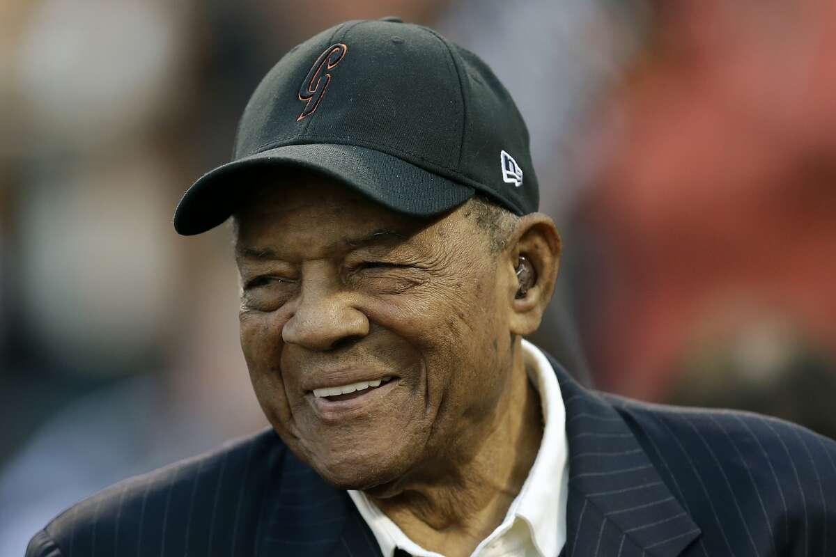 FILE - Willie Mays smiles prior to a baseball game between the New York Mets and the San Francisco Giants in San Francisco, in this Friday, Aug. 19, 2016, file photo. Willie Mays has won the inaugural Lifetime Achievement Award presented by Baseball Digest. The Hall of Fame center fielder was honored Thursday. April 22, 2021, with a new accolade to be given annually recognizing a living individual who has made “significant contributions to the national game.” (AP Photo/Ben Margot, File)