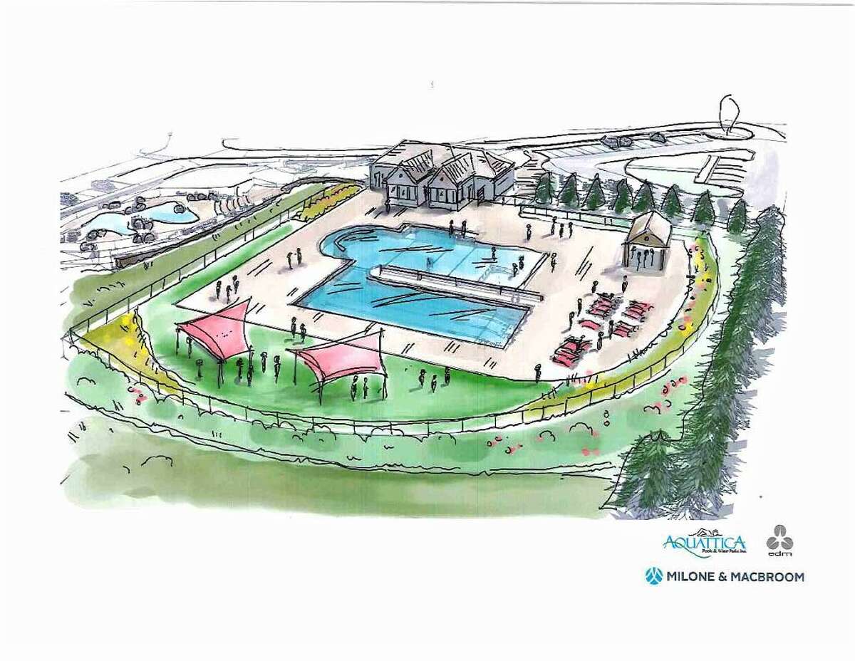 An edm artist’s rendering of the renovated Veterans Memorial Pool and splash pad for the city of Middletown shows a landscaped complex. The $213.25 million budget passed Monday will pay for new parks maintenance employee who will monitor upgrades such as these.