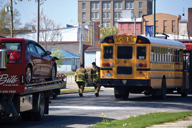 Photo: Car hits bus