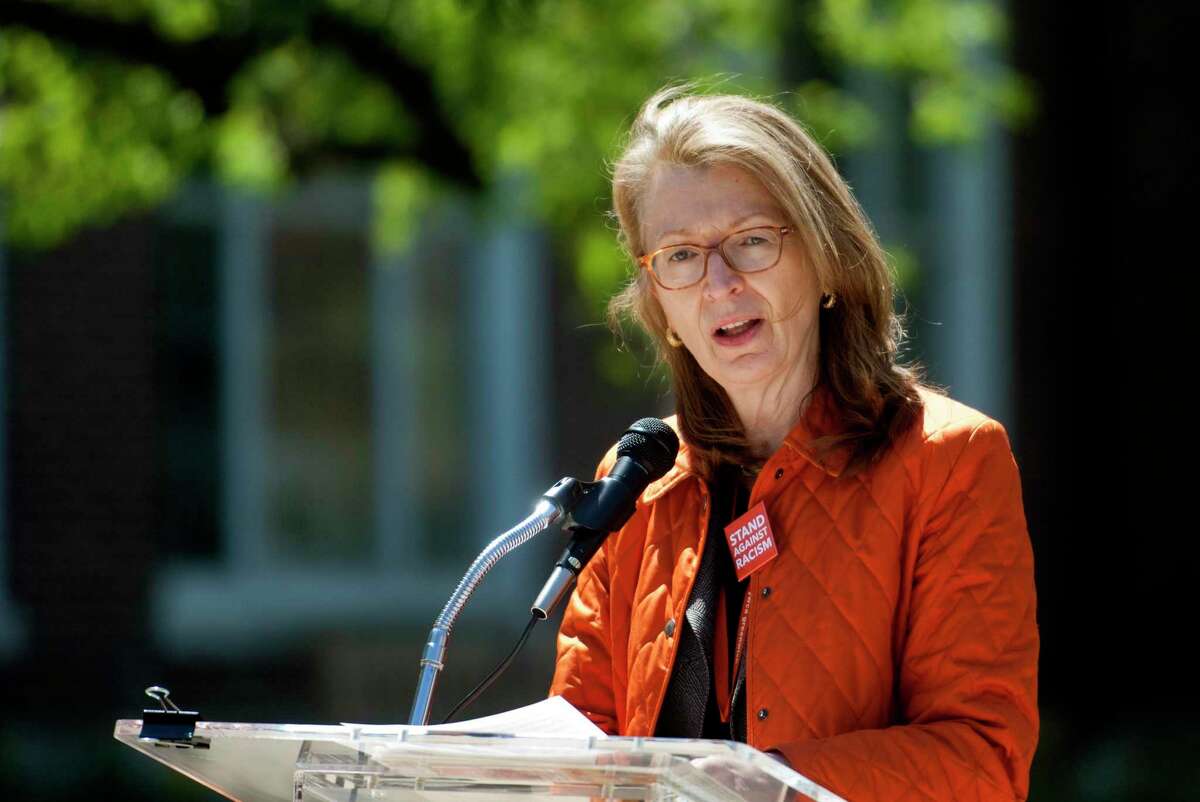 YWCA Greenwich President and CEO Mary Lee Kiernan. Kiernan was one of several members of YWCA Greenwich who urged First Selectman Fred Camillo to reconsider a decision not to provide federal ARP funds to a new YWCA program designed to help victims of sexual assault.