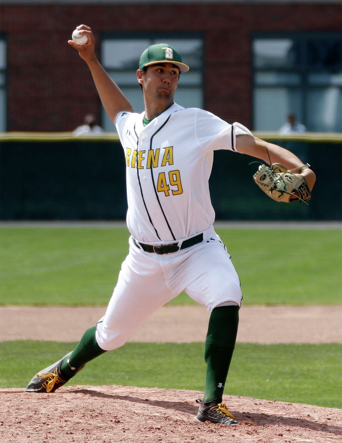 Siena senior Arlo Marynczak, seen during the 2021 season, threw five strong innings for the Albany Dutchmen on Saturday night, striking out five while giving up the only run in a 1-0 loss to Saugerties.