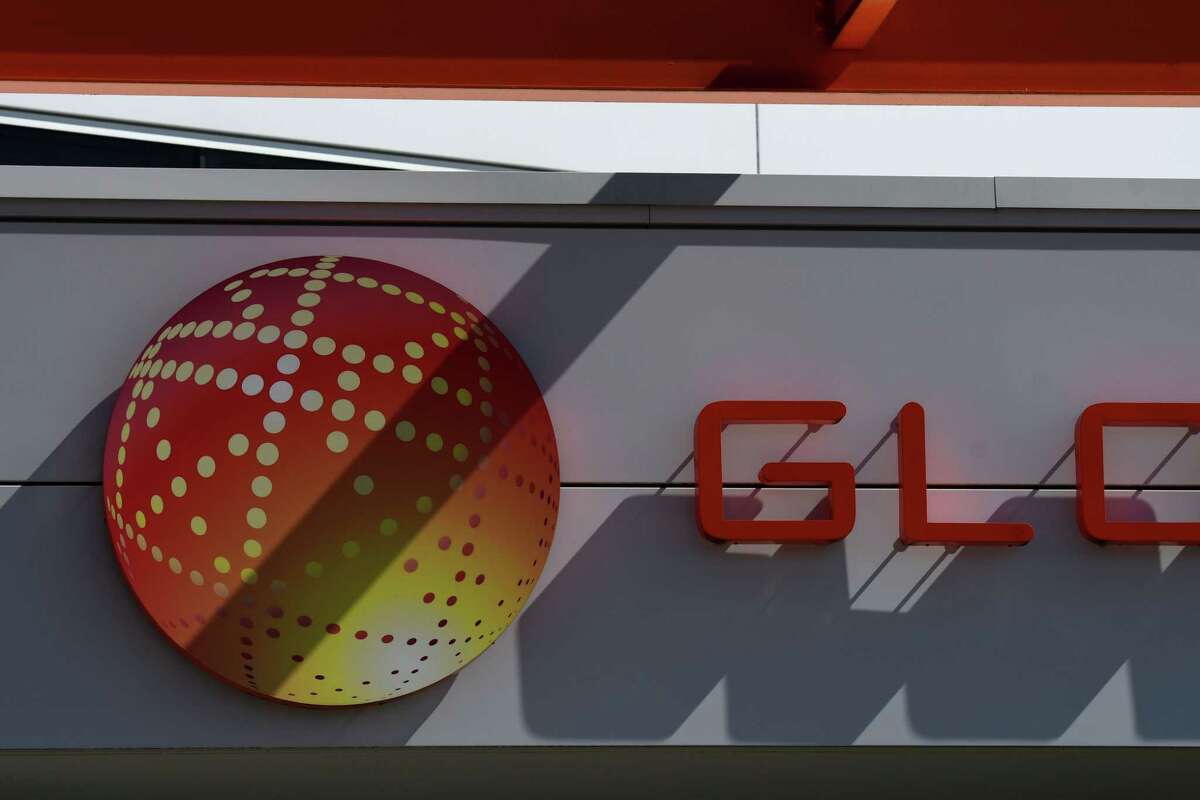 Logo above the Globalfoundries Malta campus on Monday, April 26, 2021, at Globalfoundries in Malta, N.Y. U.S. Senate Majority Leader Charles Schumer and CEO Globalfoundries Tom Caulfield announced that GlobalFoundries will move its company headquarters to their Fab 8 manufacturing facility in Malta. (Will Waldron/Times Union)