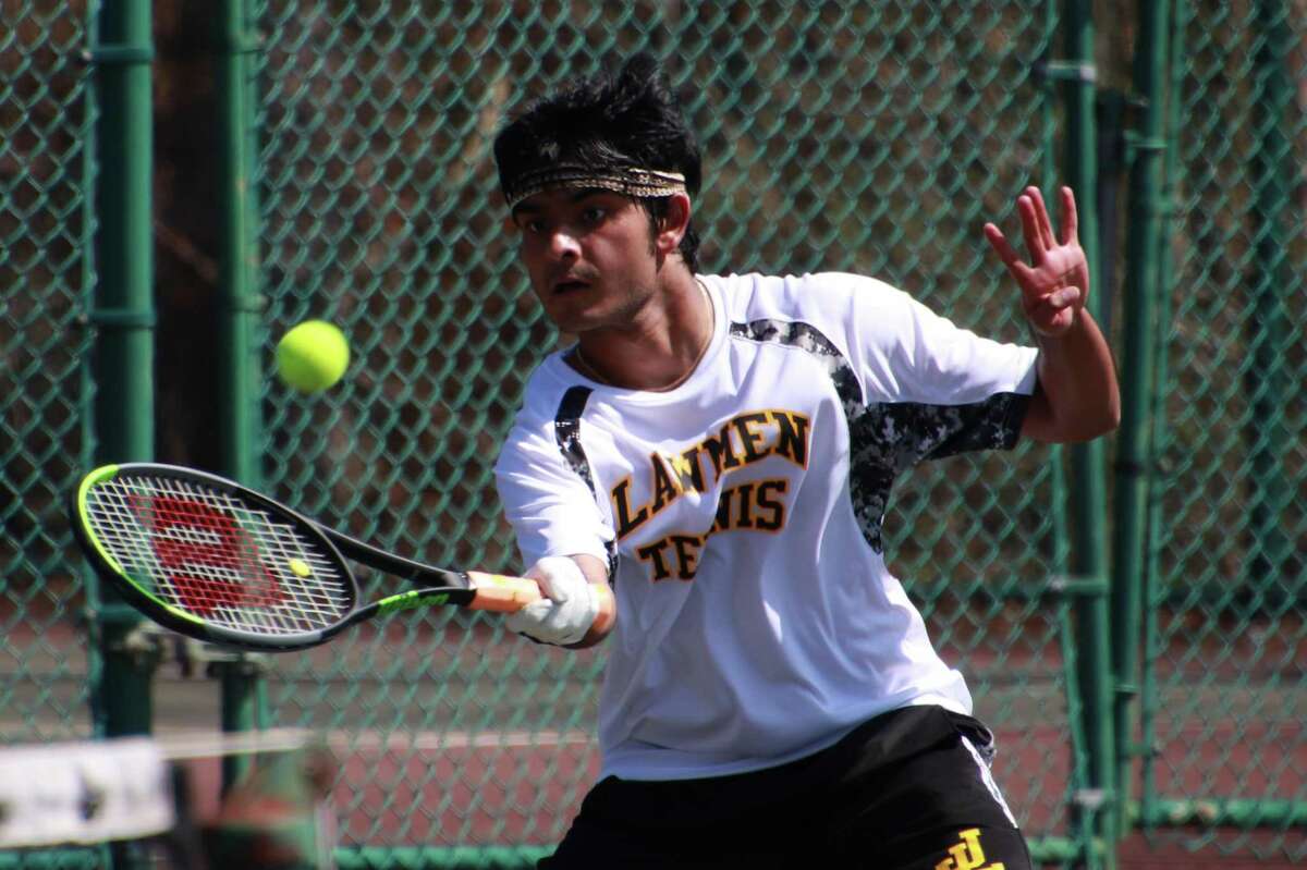Sanskar Shah, a senior co-captain, plays No. 3 singles for the Lawmen.