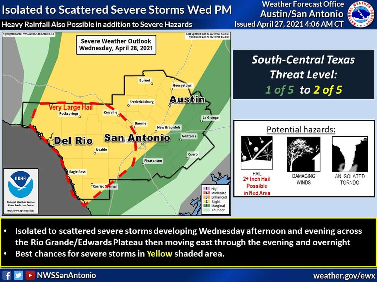 Storms producing hail, heavy rain forecast for San Antonio