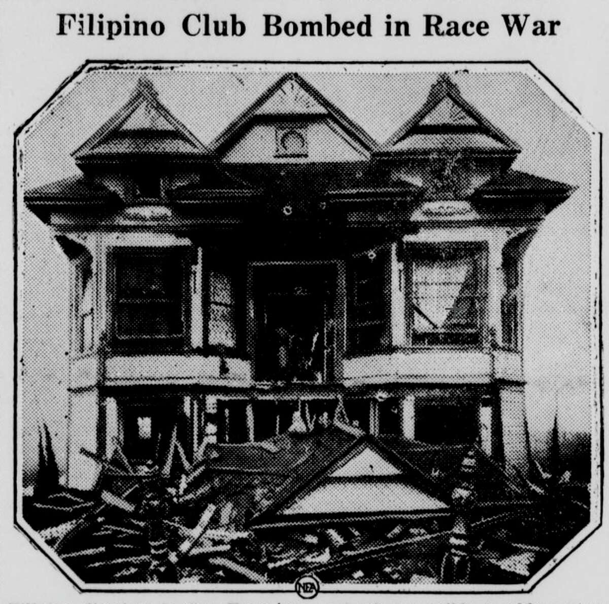 A photo published in a Healdsburg Tribune issue from 1930, showing the wreckage from the FFA headquarters.