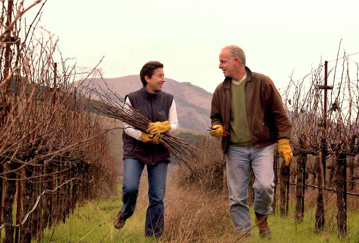 Susan Pey, who died in 2016, and Jonathan Pey of Pey-Marin Vineyards, seen in 2004.