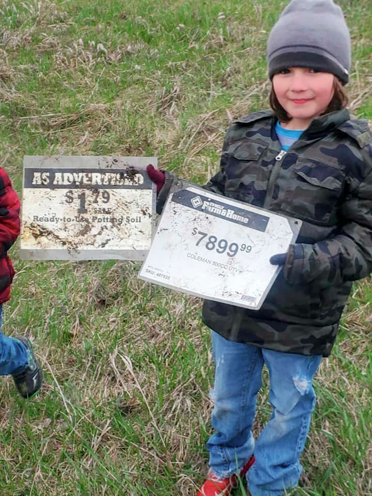 As a birthday present, seven year-old Addison Thorstenson, of Reed City, enlisted the help of her family for a recent trash pickup. (Courtesy photo)