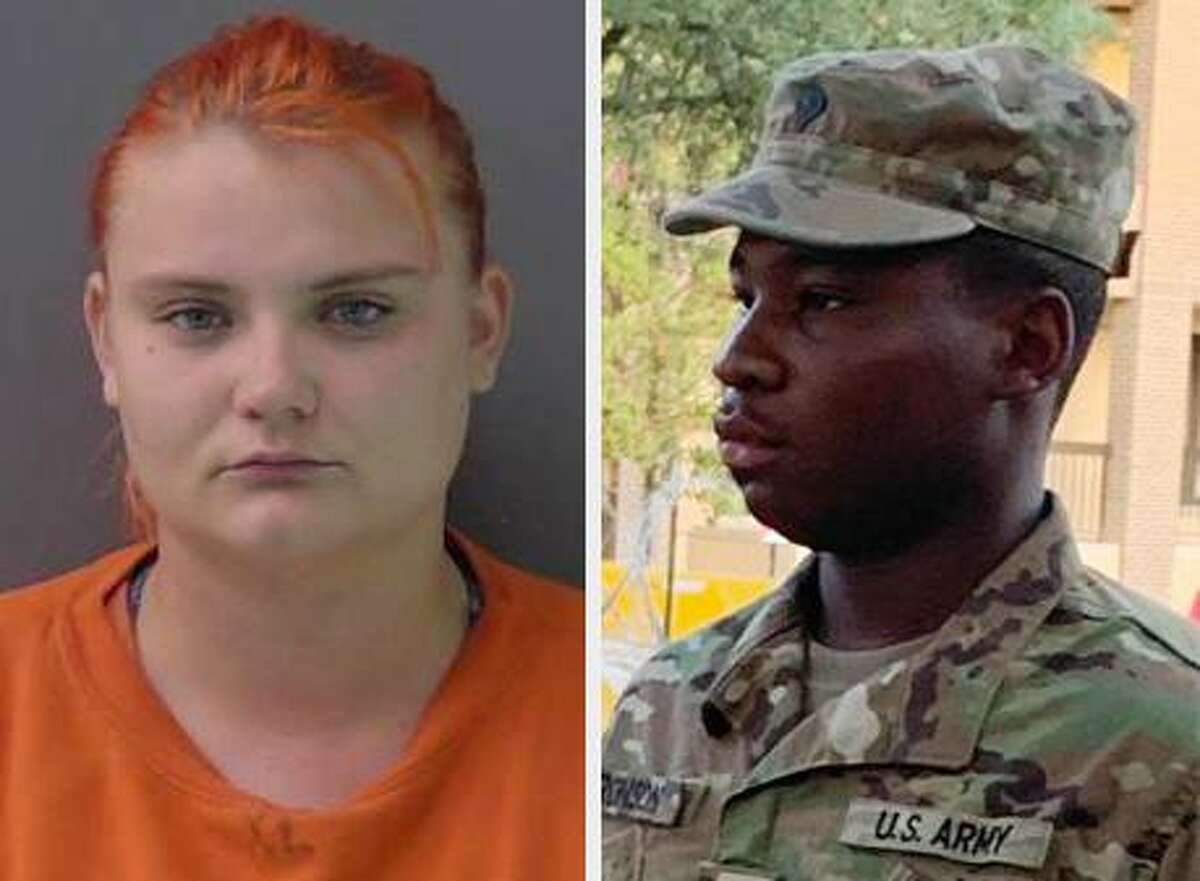 Cecily Anne Aguilar, who faces federal charges in case of Vanessa Guillen, left, and Aaron David Robinson, the suspect in the murder of Fort Hood soldier Vanessa Guillen.