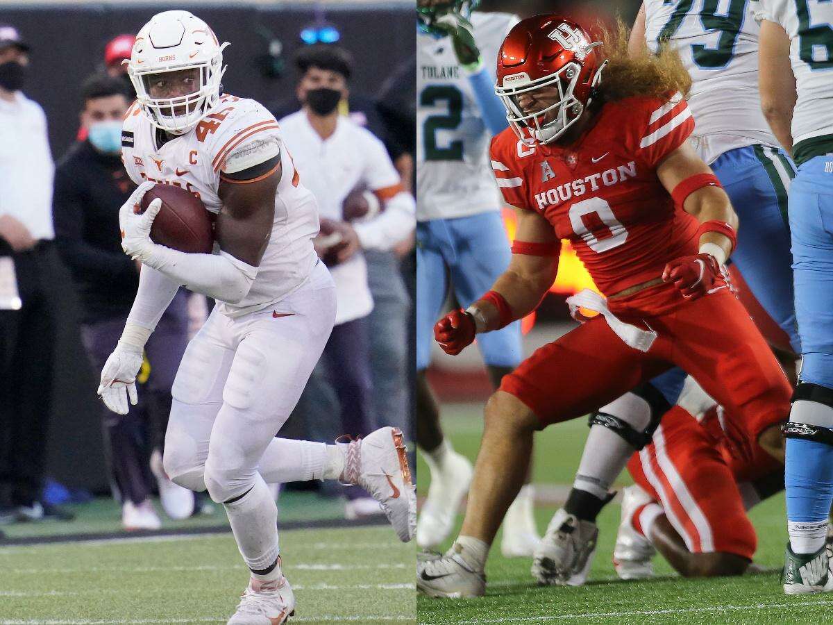 A pair of former Oak Ridge War Eagle football players could see their NFL dreams come true this week. University of Texas EDGE lineman Joseph Ossai (left) and University of Houston linebacker Grant Stuard (right) hope to hear their names called.