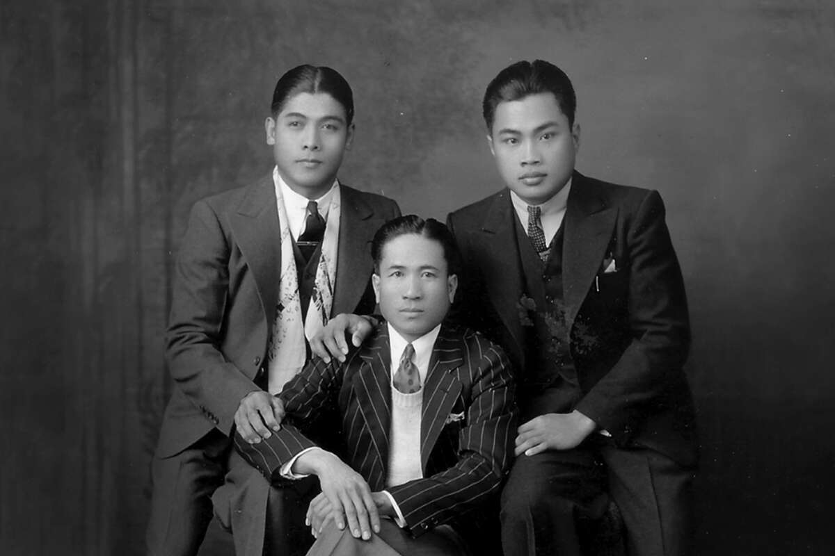 A picture of Anita Navalta Bautista's husband Cornelio (right) with two of his cousins in the 1930s.