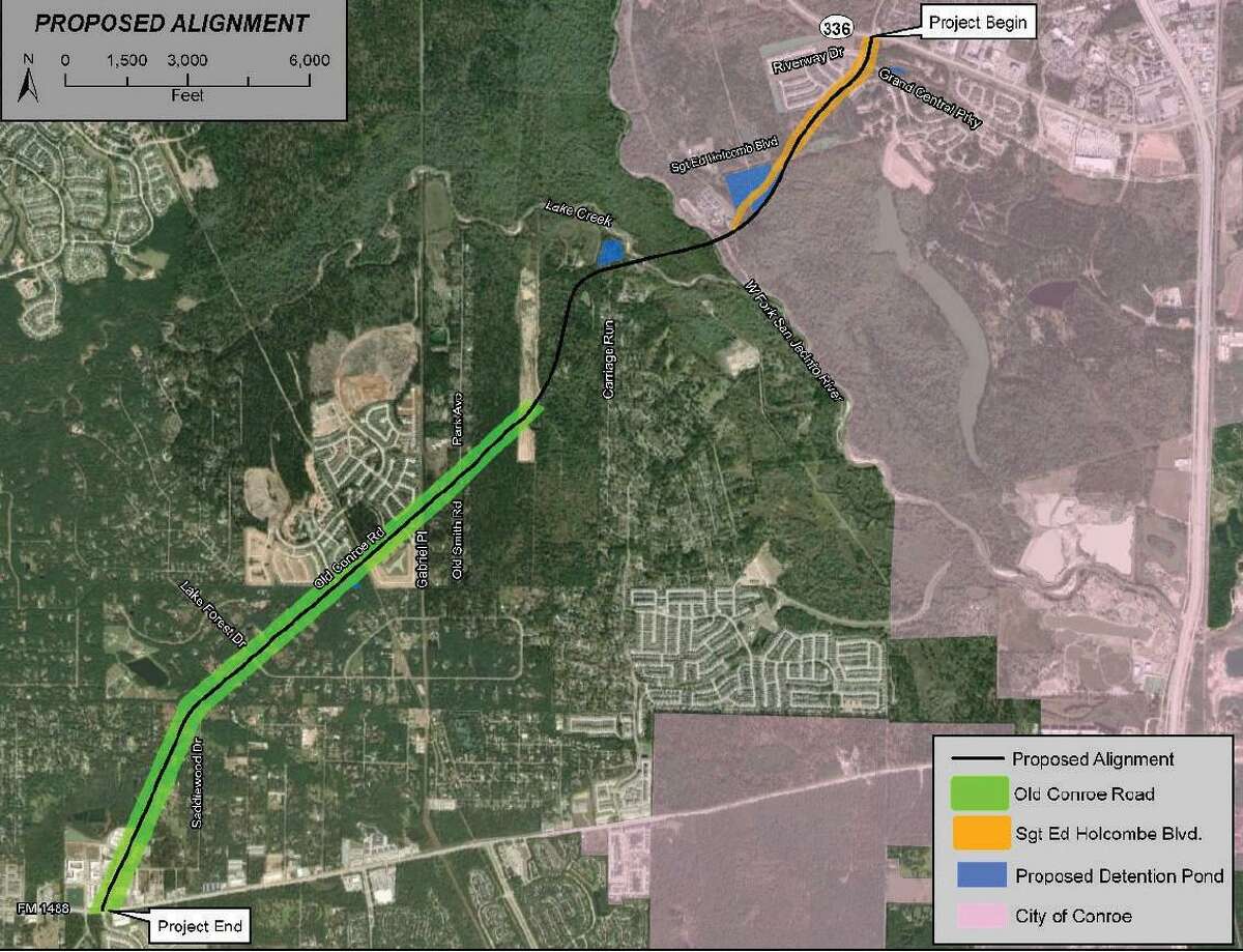 Conroe has approved the sale of almost $50 million in bonds for the $120 million extension of Old Conroe Road but funding from Montgomery County to help cover the project may not be available.