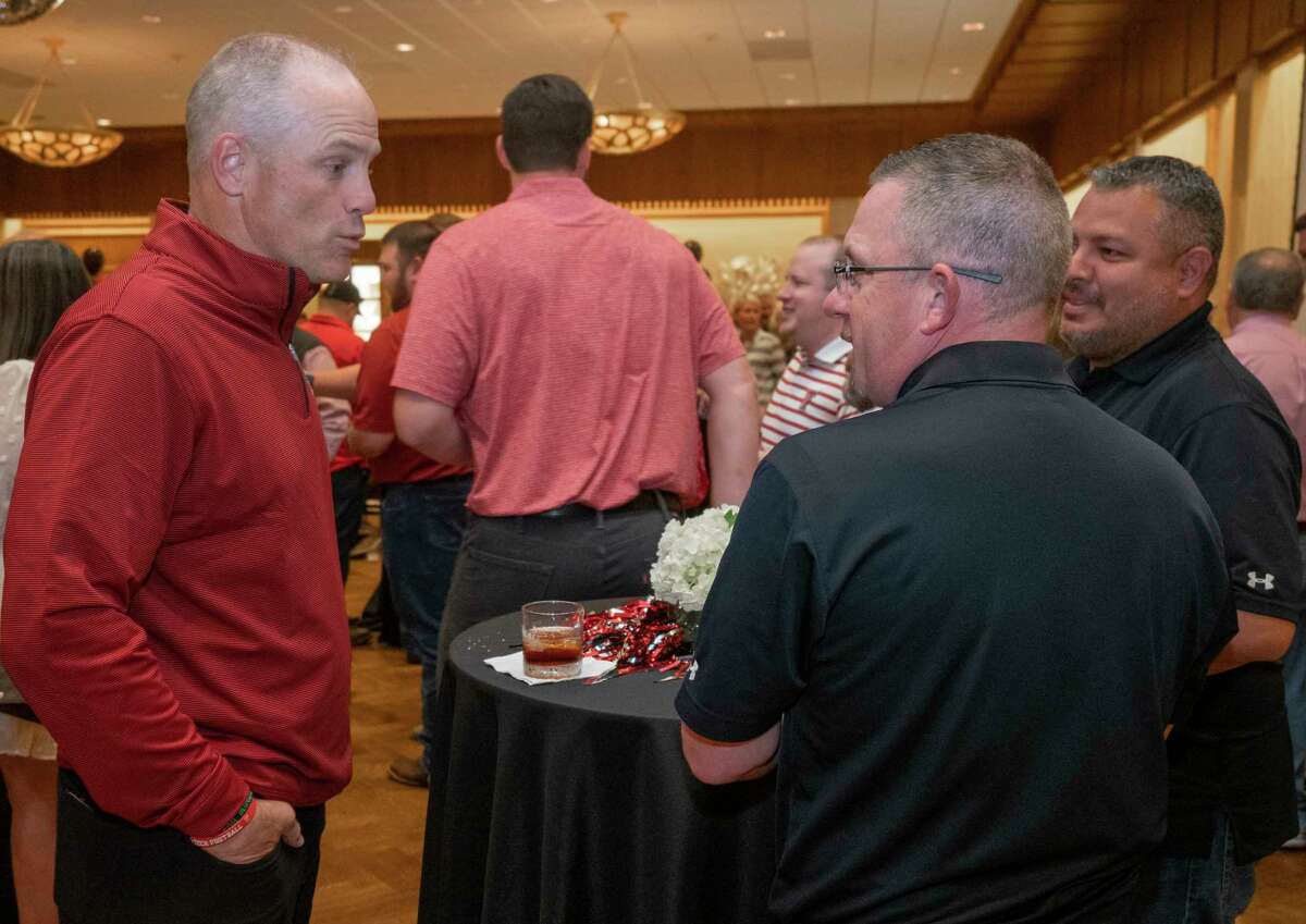 Red Raider Club members in Midland visit with Texas Tech head football coach Matt Wells 04/28/2021 at the Petroleum Club. Tim Fischer/Reporter-Telegram
