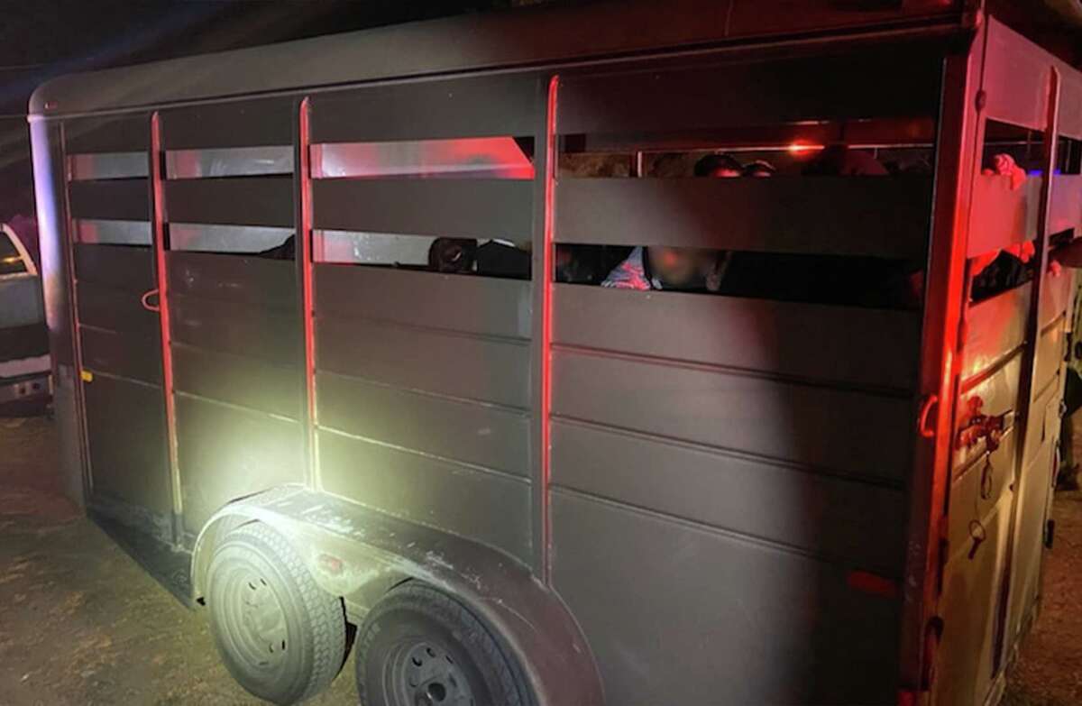 U.S. Border Patrol agents said they found 39 migrants inside this horse trailer.