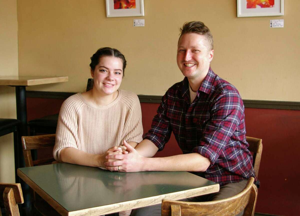   Ilia and Jon VanDerhoof met in 2014 while working together at the Mackinac Center for Public Policy. As their friendship grew, stopping at Espresso Milano became part of their routine. They were married on Feb. 23, 2019. "Every time we had a big life update, we'd go in there, get a drink to celebrate and tell you our update," Jon said. (Photo by Niky House)  