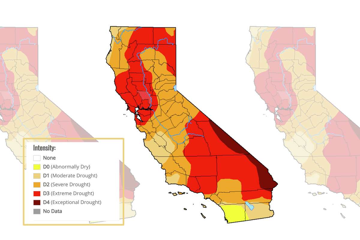 A drought map, from the United States Drought Monitor, released Thursday, April 29, 2021.
