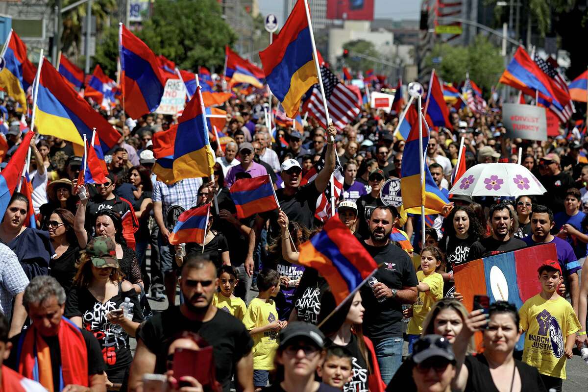 The Armenian Genocide Committee holds its March for Justice demonstration in commemoration of the Armenian Genocide in Los Angeles in 2018.