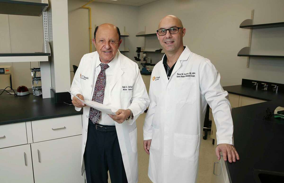 Dr. Ralph DeFronzo, left, and Dr. Richard Peterson from UT Health San Antonio, are hopeful that a new procedure, called mesenteric visceral lipectomy, can reverse or lessen the effects of Type 2 diabetes in patients.