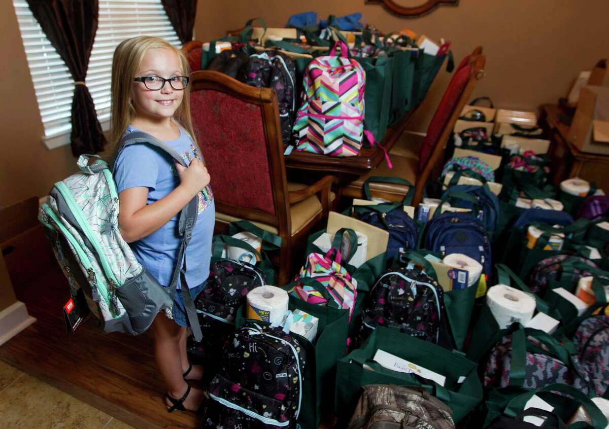 Birnham Woods Elementary student Baily Cowart, shown in 2018, started a mission to help students who were economically disadvantaged at her school. Now, Cowart, who has impacted an estimated 650 children and raised more than $75,000 in cash and supply donations since then, has eight donation drives coming up and a new goal to provide 300 sets of schools supplies and 500 hygiene kits in 2021.