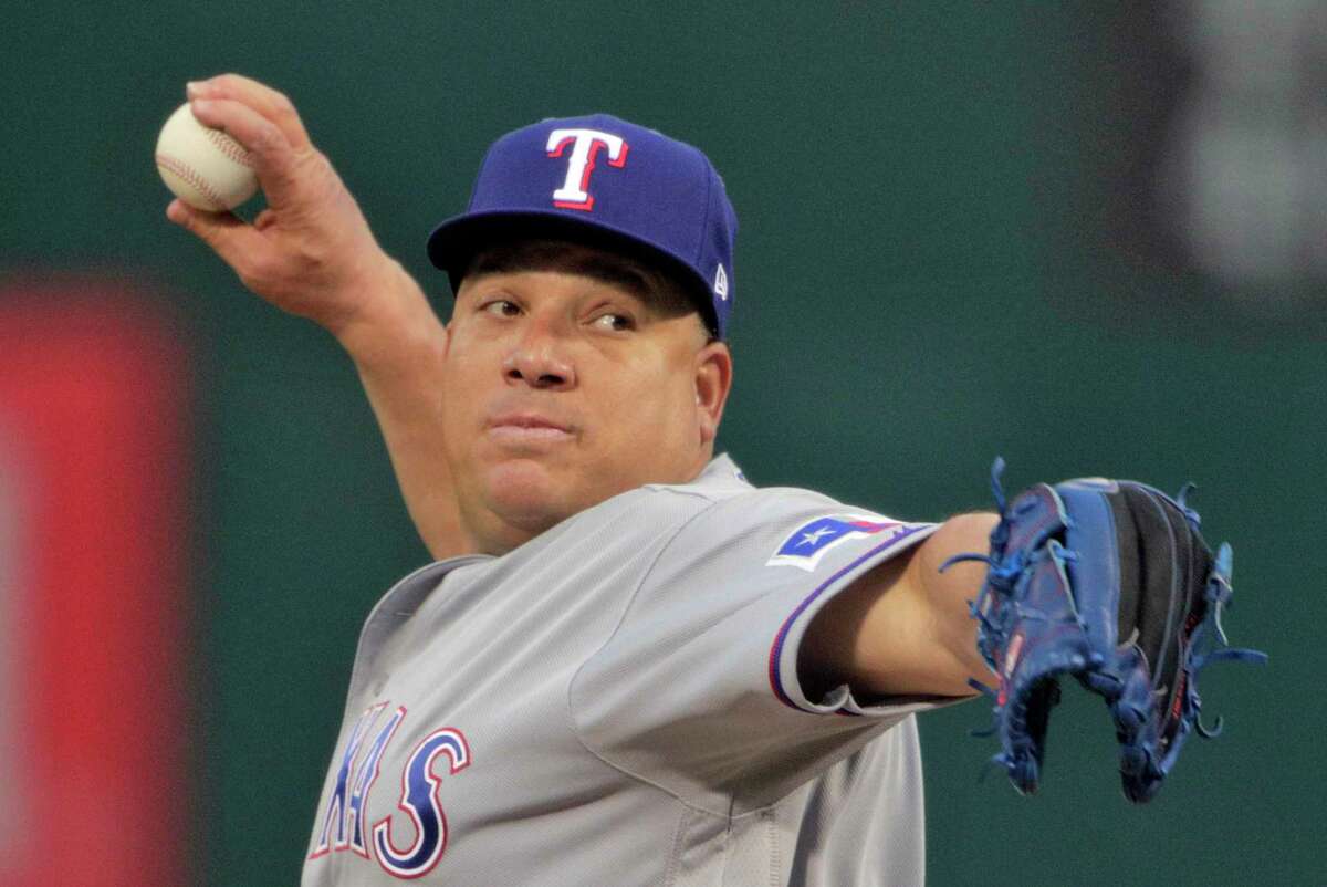 Bartolo Colon pitches in 2018 for the Texas Rangers. The longtime MLB pitcher is expected to be throwing Saturday in Laredo for the Mexican League’s Monclova.