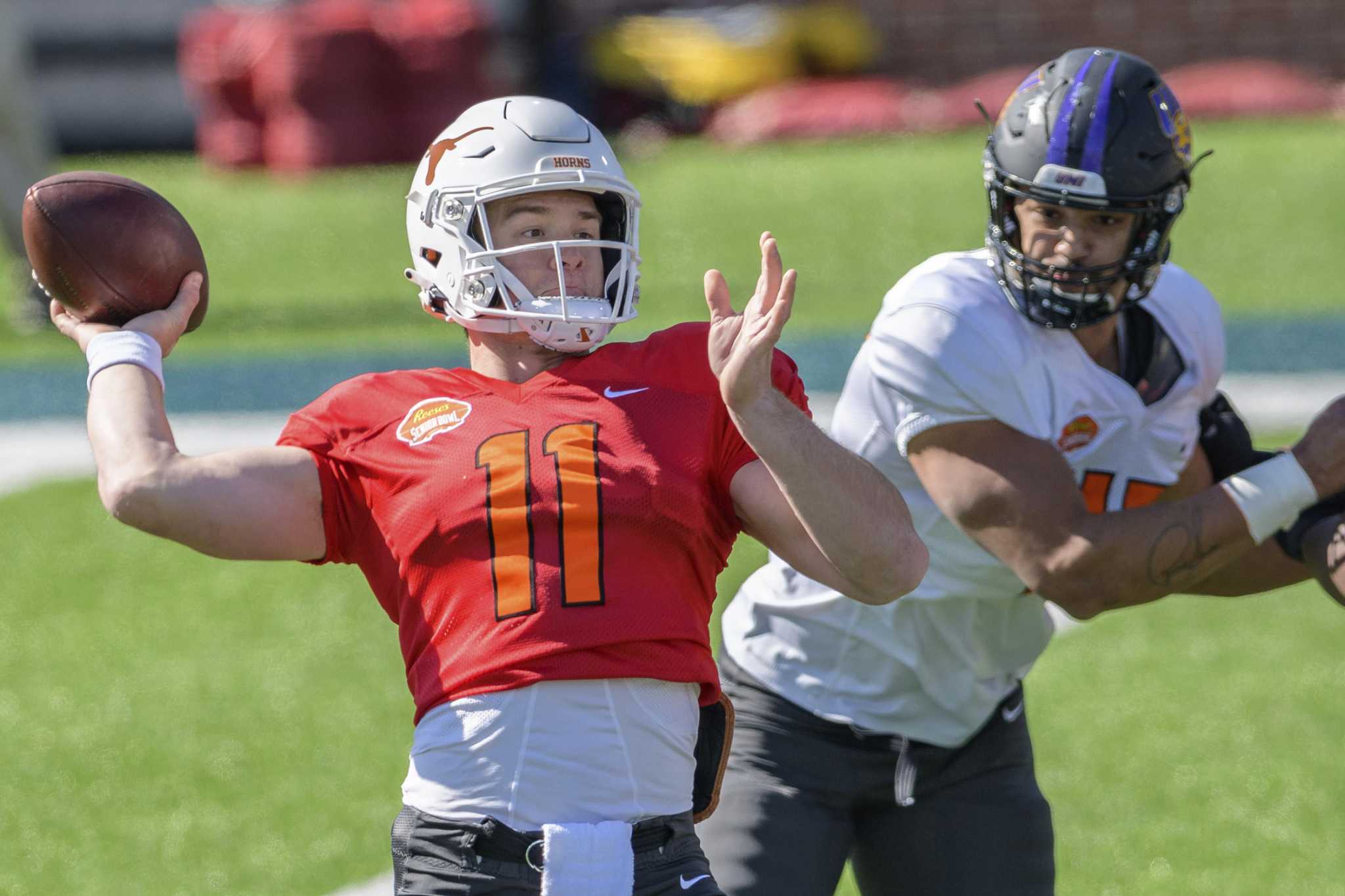 2021 NFL Draft: Quarterback Sam Ehlinger talks to the media after being  selected 218th overall by the Indianapolis Colts in the 2021 NFL Draft