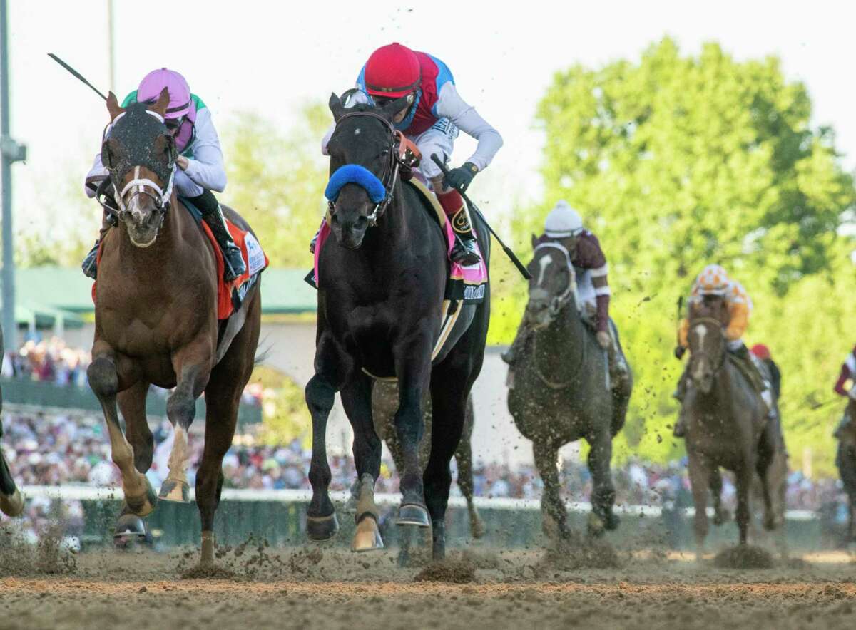 Medina Spirit with jockey John Velazquez aboard wins the 147th running of The Kentucky Derby at Churchill Downs Race Track Saturday May 1, 2021 in Louisville, Kentucky. Photo Special to the Times Union by Skip Dickstein
