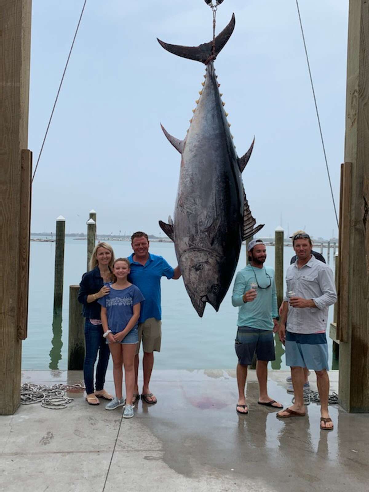 A photo of the Texas state record bluefin tuna caught in April.