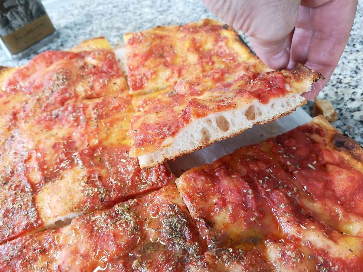 Slices, newly open in San Mateo, serves square, Sicilian-style pizzas.
