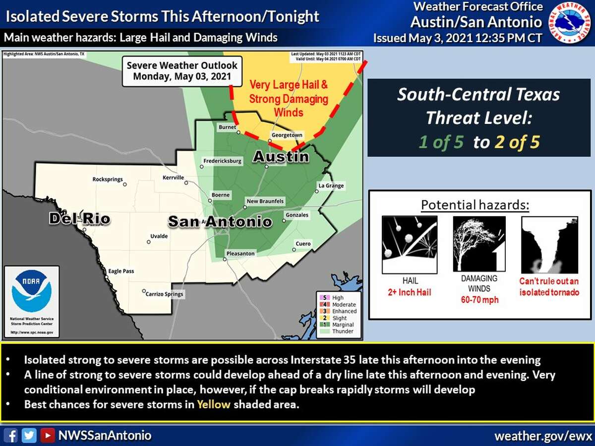 San Antonio could see another round of storms Monday afternoon into the evening hours, forecasters say. 