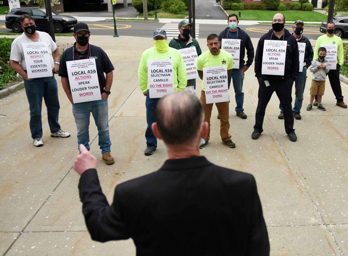 Photos: Unionized workers hold protest rally in Greenwich