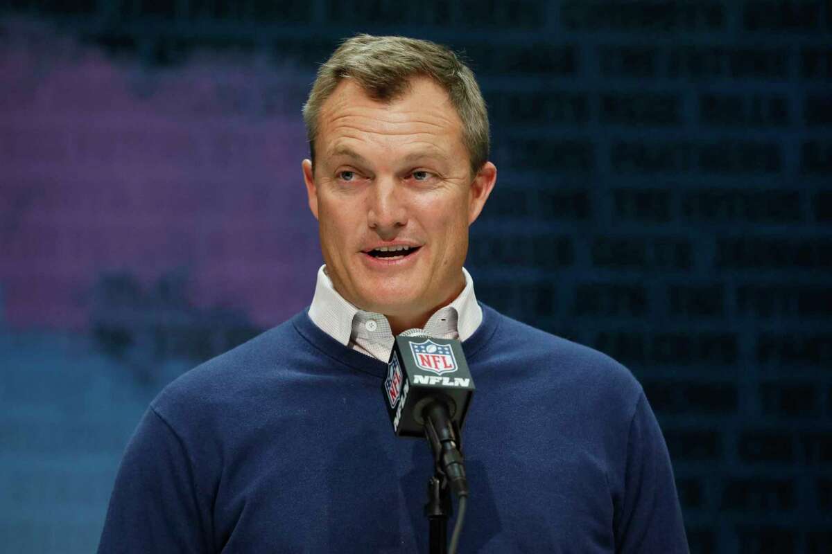 FILE - In this Feb. 25, 2020, file photo, San Francisco 49ers general manager John Lynch speaks during a press conference at the NFL football scouting combine in Indianapolis. The NFL Draft is April 23-25. (AP Photo/Charlie Neibergall, File)