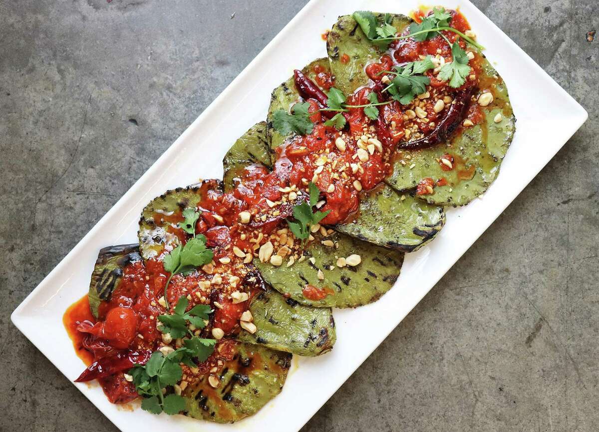 The only tricky part about making Grilled Nopales is trimming off the cactus’ spines.