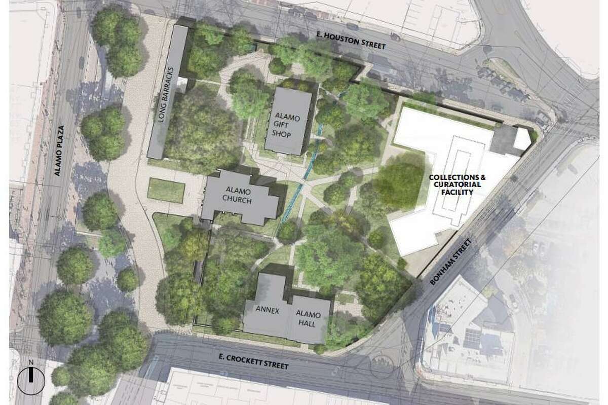 The nonprofit Alamo Trust plans to break ground next week on a 24,000-square-foot Alamo Exhibit Hall & Collections Building, set for completion in fall 2022, on the state-owned Alamo grounds.