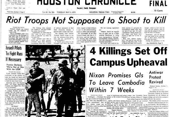 Today In Houston History May 5 1970 Reaction Swift To Kent State Massacre