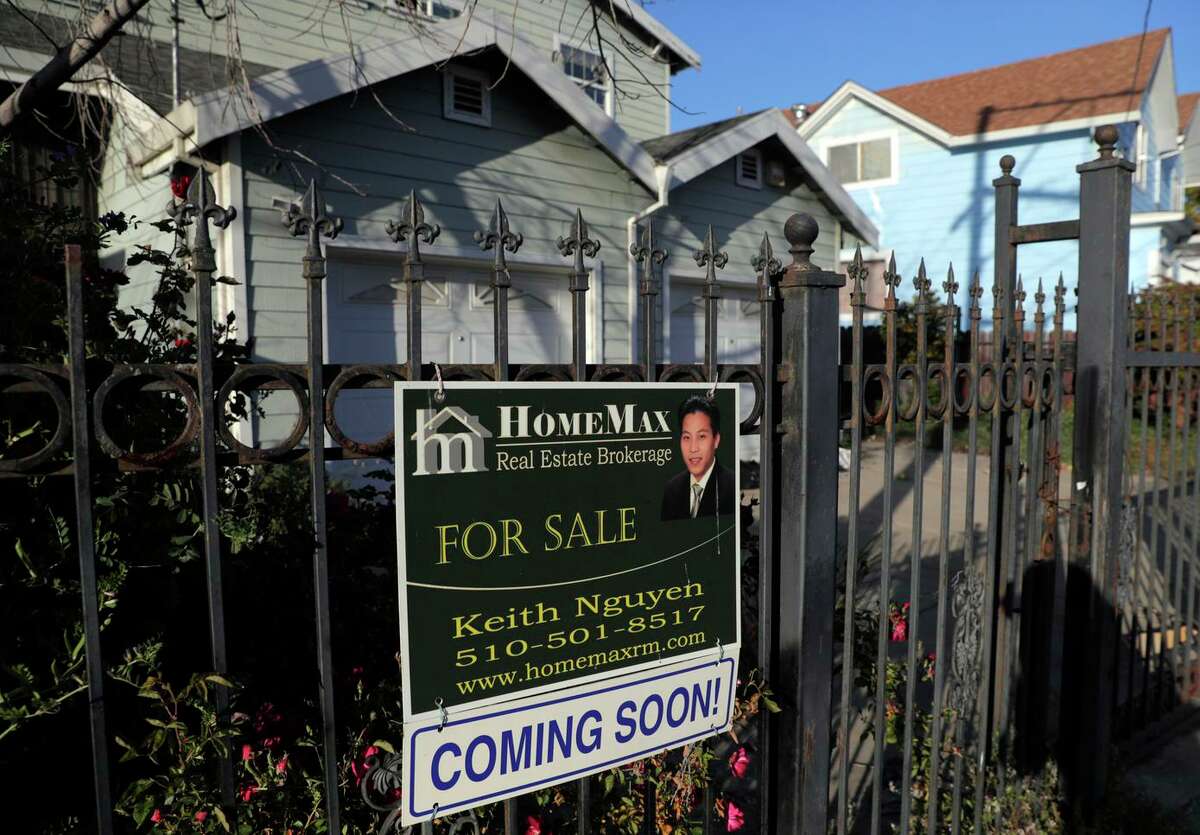 A home for sale in Oakland’s Reservoir Hill neighborhood, where home prices are rising quickly. The median home price across the Bay Area rose to a record $1.3 million in April.