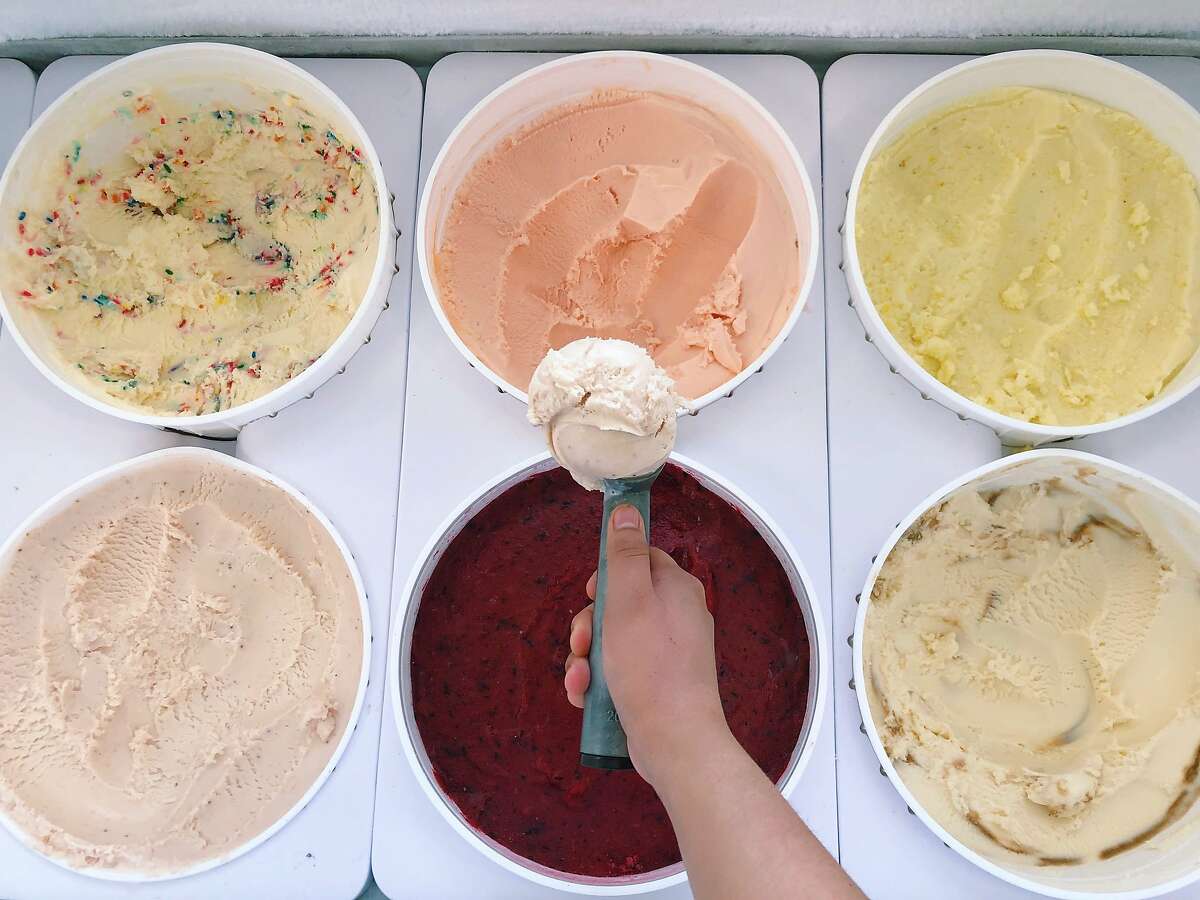 Churn Urban Creamery's seasonal, egg-less ice cream is available in scoops and pints at the Outer Sunset farmers' market.