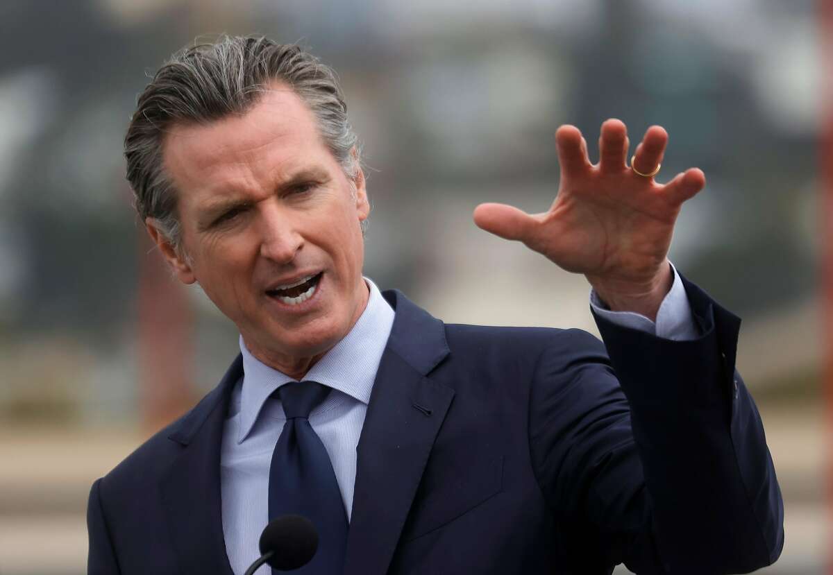 California Gov. Gavin Newsom speaks during a news conference in San Francisco in April. A state appeals court has upheld the emergency powers granted to him by the Legislature during the coronavirus pandemic.