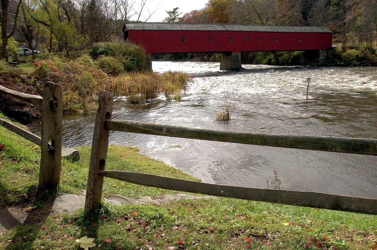 The West Cornwall Bridge is seen here in Cornwall, Conn., Sunday, Oct. 29, 2006. The bridge, which is listed on the National Register of Historic Places, spans 172 feet across the Housatonic River between the towns of Cornwall and Sharon.