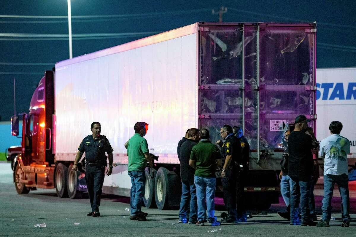 An 18-wheeler is parked at the TA Truck Stop on Interstate 10 and Foster Road on Thursday night, May 6, 2021.