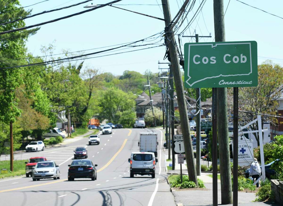 Traffic moves along Route 1, colloquially known as the Post Road, in the Cos Cob section of Greenwich, Conn. Thursday, May 6, 2021.
