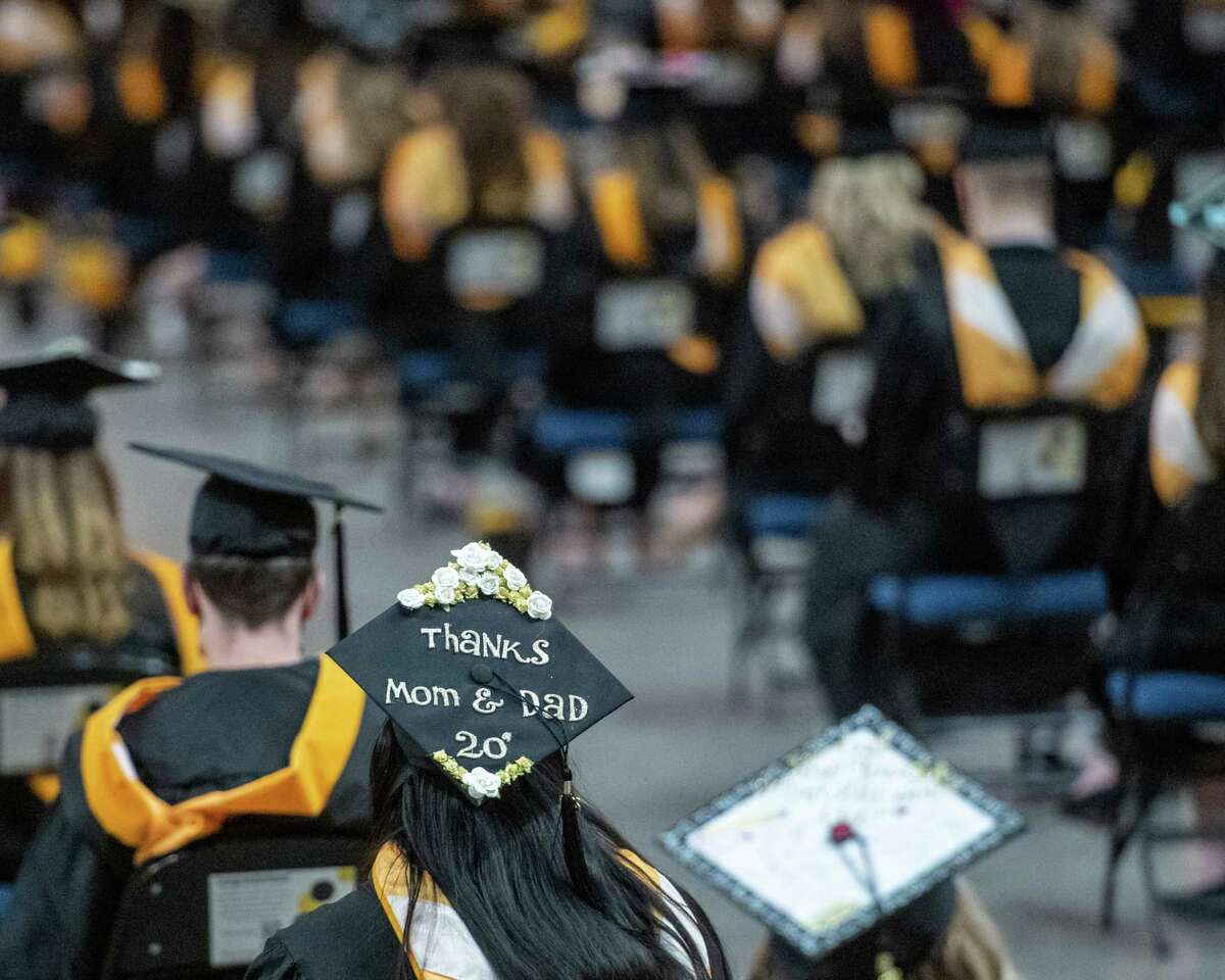 The College of Saint Rose held its graduation ceremony at the Times Union Center on Saturday, May 8, 2021. It is the first graduation ceremony at the Times Union Center since the start of the pandemic in March, 2020. (Jim Franco/Special to the Times Union)
