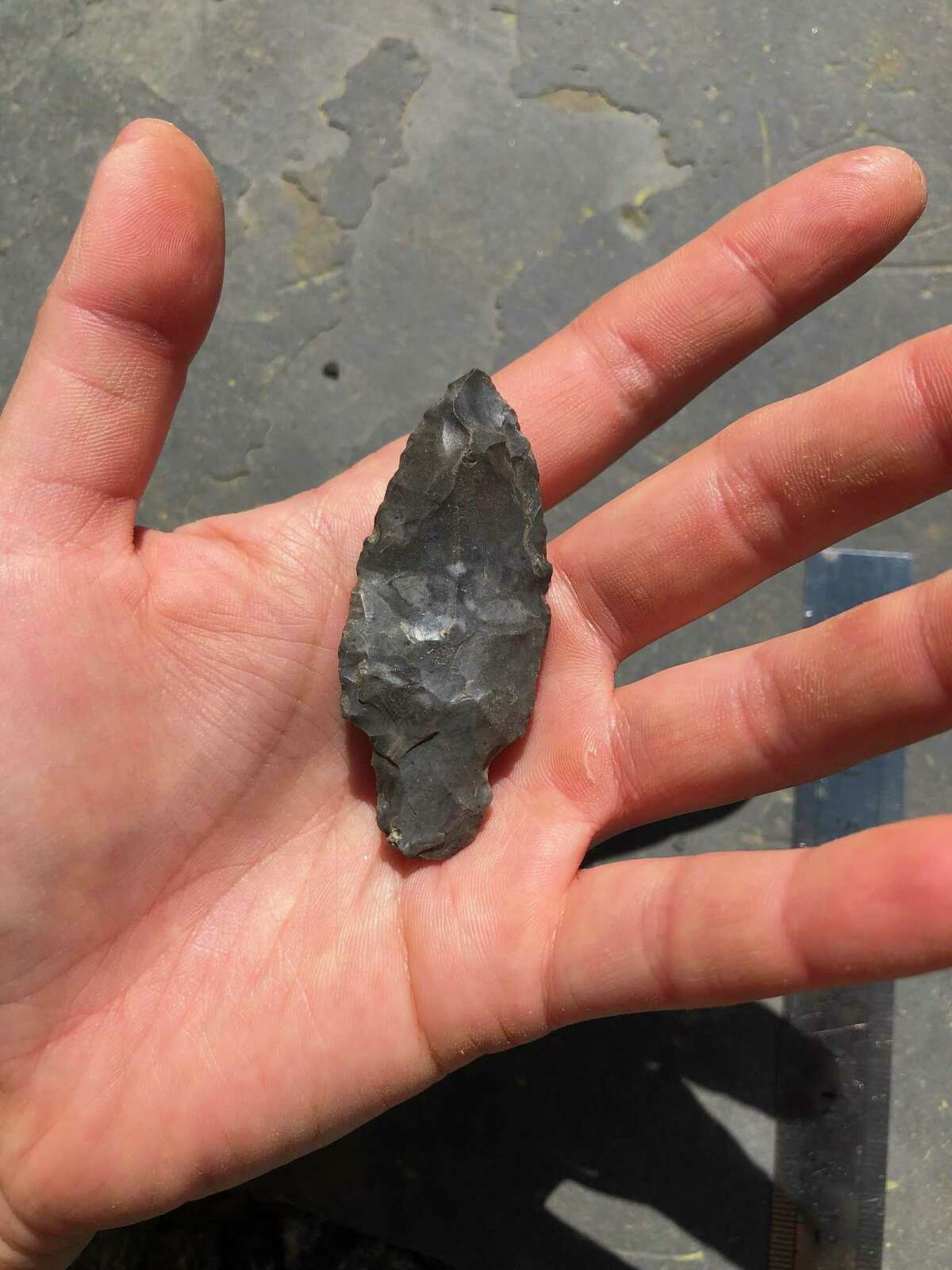 An arrowhead found in the backyard of a home in Monroe