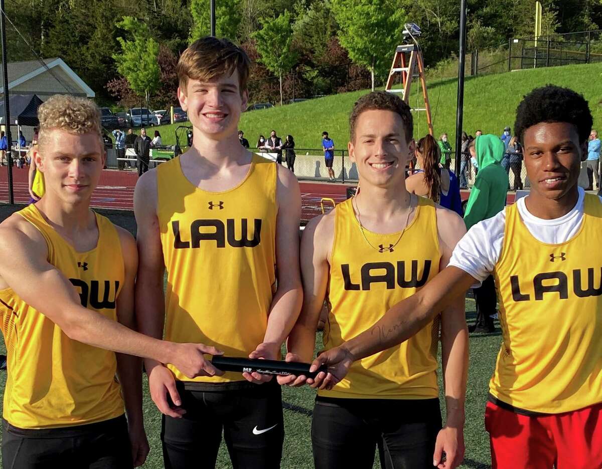Shane Pritchard, Thomas Bretthauer, Jackson Warters and Keyshon Giles captured the 4x200 relay at the CT. Relay Festival in Middletown.