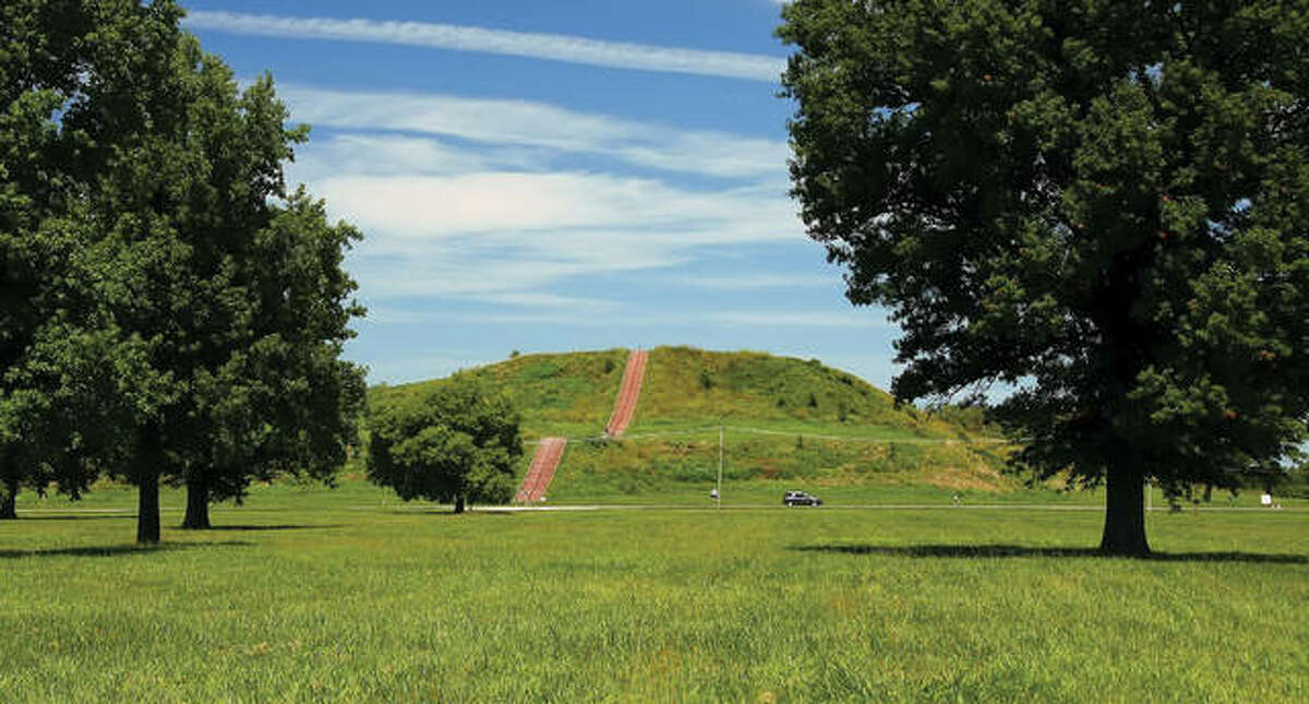 A photo of Cahokia Mounds in Madison County.