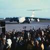 Prisoners of war from Vietnam arrive at Travis Air Force Base in Fairfield, Calif., in 1973.