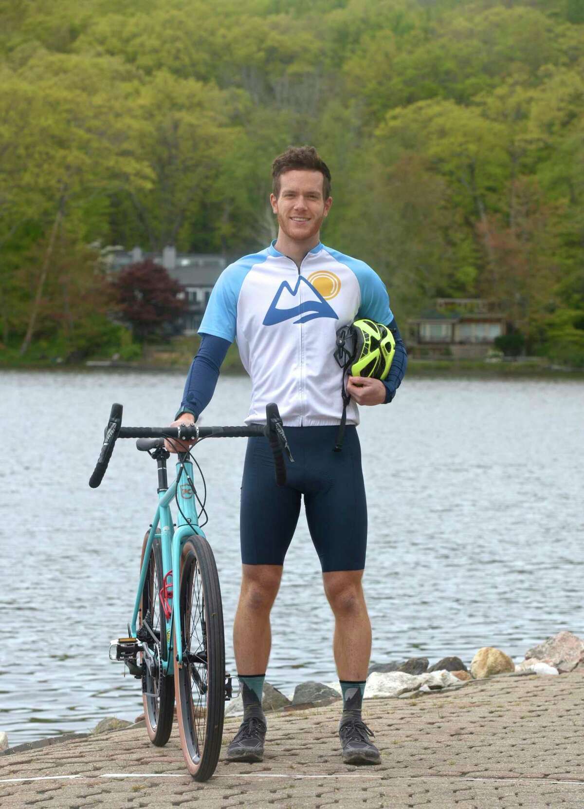 Ben Grannis will be biking cross-country in support of the organization 'TextLess Live More'. Grannis hopes to raise awareness of distracted driving. Monday, May 10, 2021, in Ridgefield, Conn.