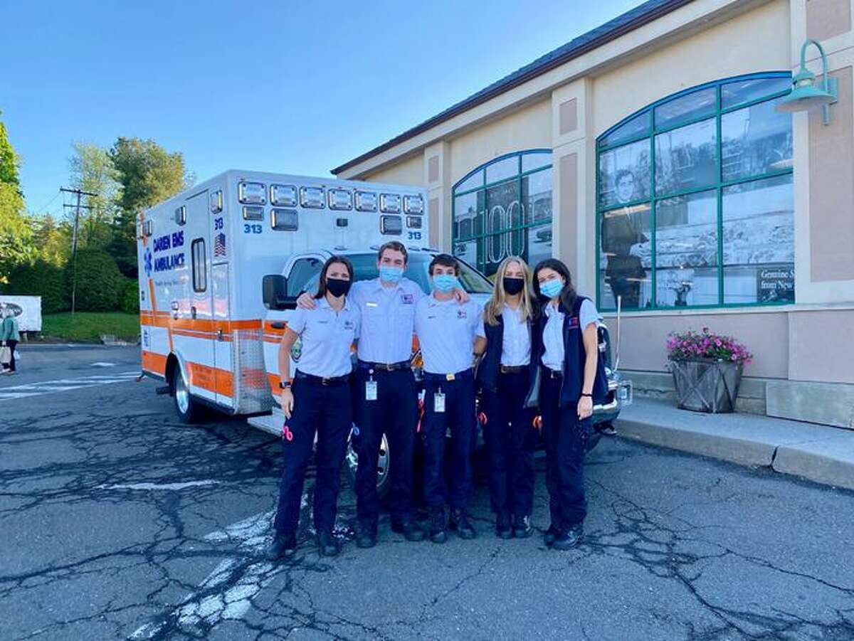 Darien EMS (Emergency Medical Services)-Post 53 has made the decision not to host its largest fundraiser, the annual Memorial Day Food Fair, due to continued concerns about large gatherings amid the coronavirus pandemic. Pictured are: Cathy Hunter, Luke Riordan, Ryan Genovese, Cabot Smith, and Selby Molloy.