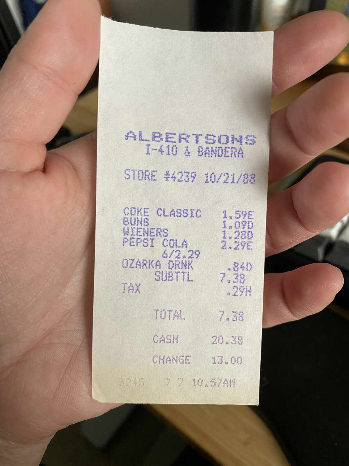 San Antonian Stephanie Garza recently found her local Albertsons store after finding a 33-year-old receipt she found in a book she bought at Half Price Books in College Station.