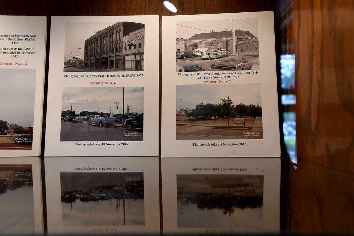 The Jefferson Counnty Mini-Museum has a new exhibit in the courthouse showcasing historical buildings paired with what they look like now. Photo made Tuesday, May 11, 2021 Kim Brent/The Enterprise