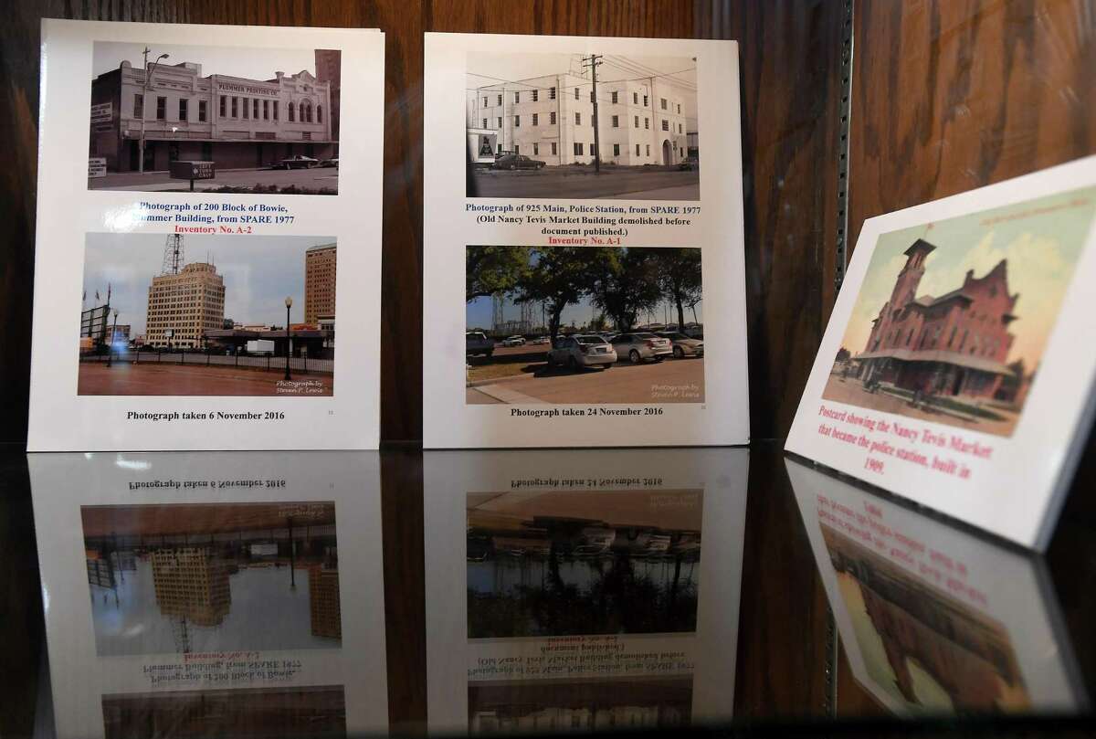 The Jefferson Counnty Mini-Museum has a new exhibit in the courthouse showcasing historical buildings paired with what they look like now. Photo made Tuesday, May 11, 2021 Kim Brent/The Enterprise