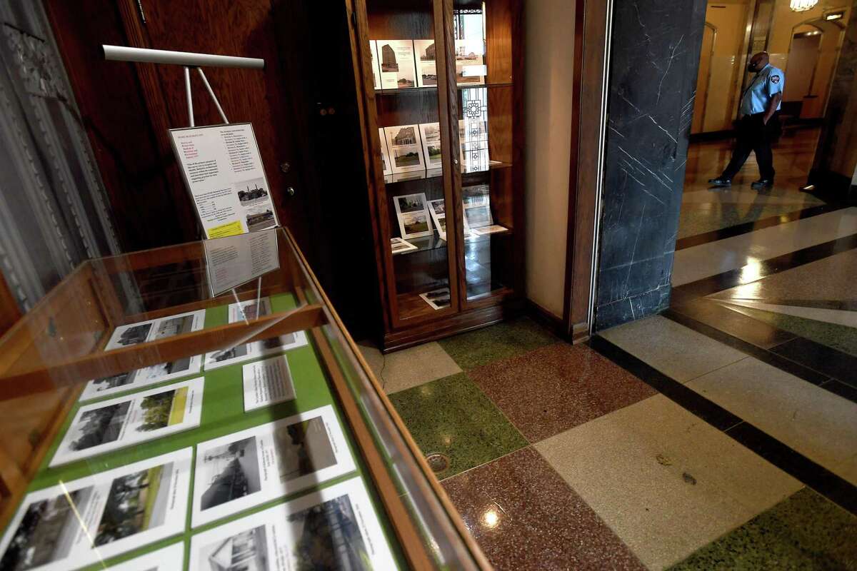 The Jefferson Counnty Mini-Museum has a new exhibit in the courthouse showcasing historical buildings paired with what they look like now. Photo made Tuesday, May 11, 2021 Kim Brent/The Enterprise